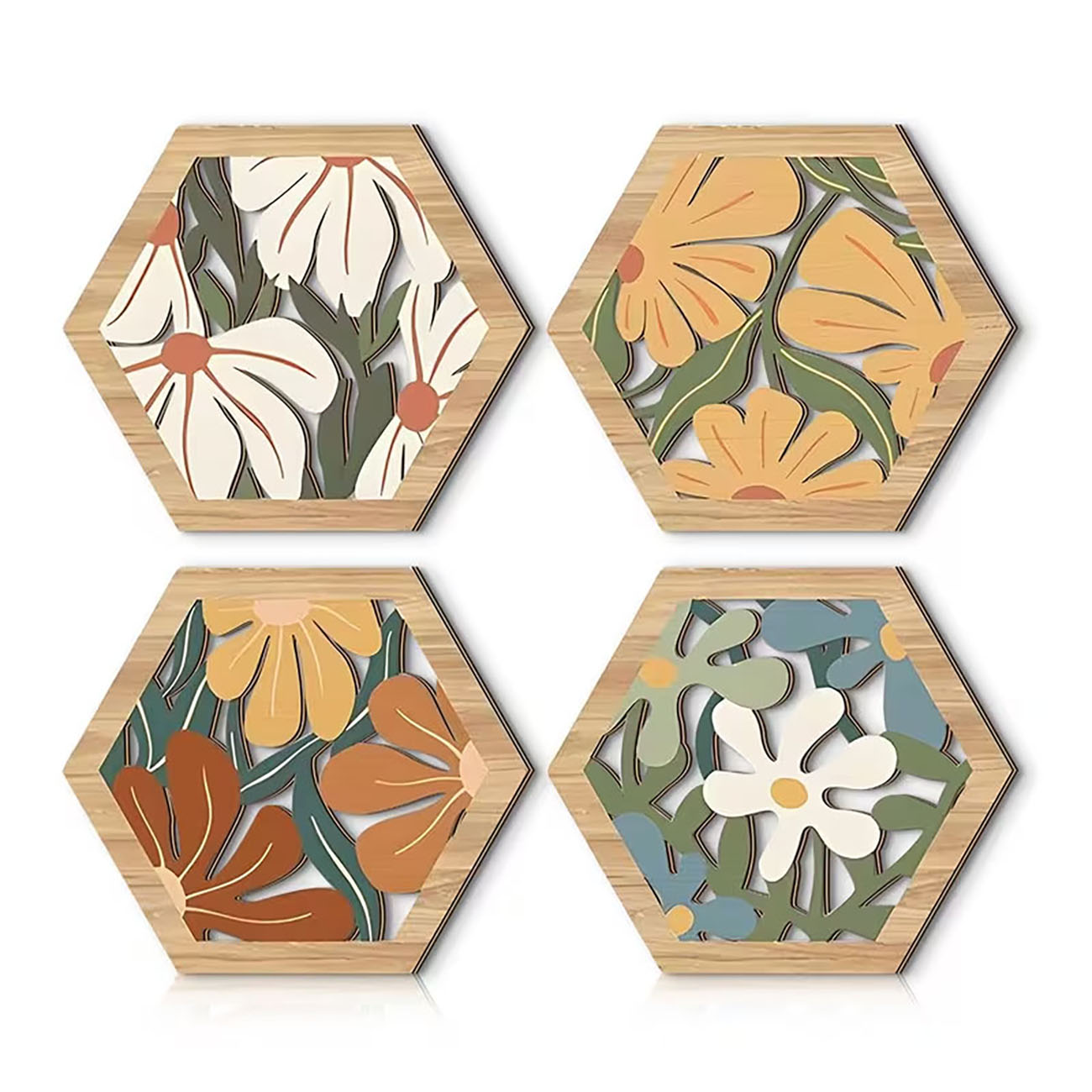 Xfasten Woodworking Tape - 4 pièces Décoration murale en bois