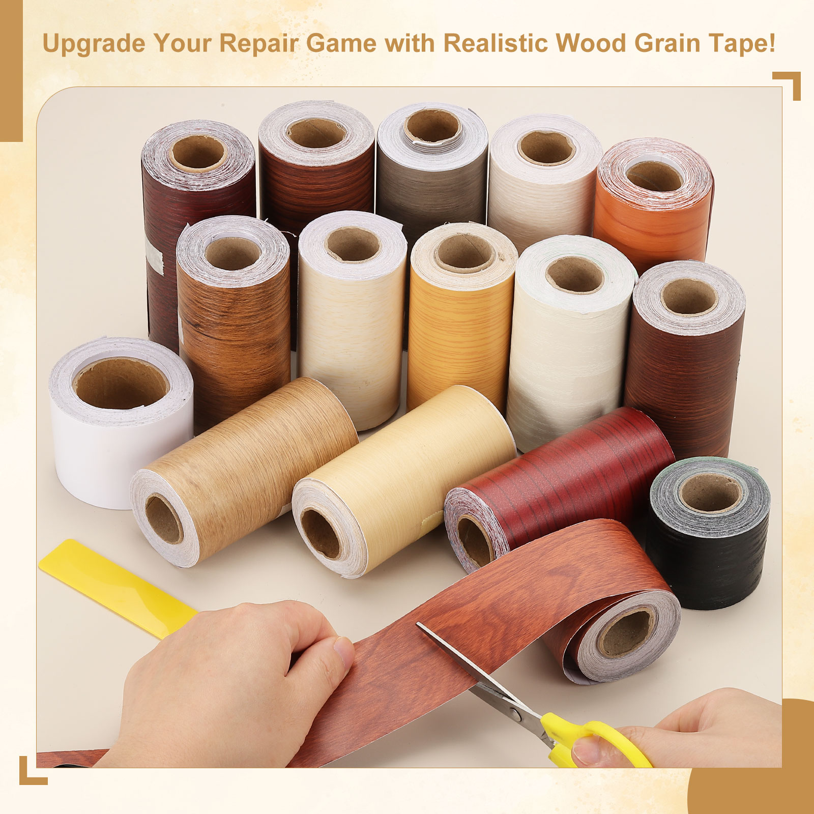 Xfasten Woodworking Tape - Ruban de réparation auto-adhésif grain de